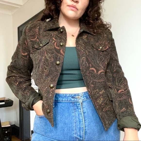 Vintage fall 90s tapestry petite jacket - Picture 2 of 5